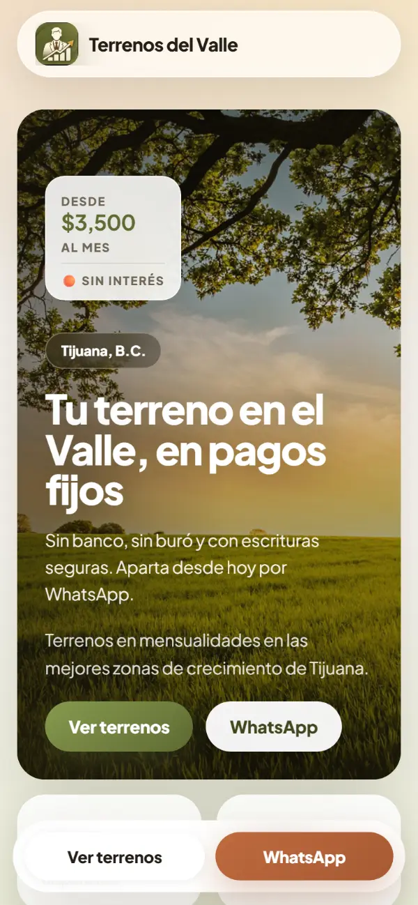 La misma página en el celular